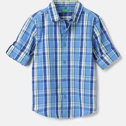 United Colors of Benetton Boys Spread Collar Tartan Checked Cotton Casual Shirt-picture-31