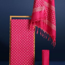 Taavi Floral Block Print Pure Silk Unstitched Dress Material-picture-42