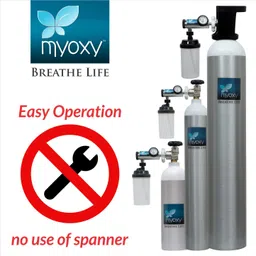 MYOXY Light Weight Portable Oxygen Cylinder for Home Patient with regulator and Trolley (1500 Litres). image 5