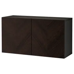 ikea bestå Wall-mounted cabinet combination, black-brown Hedeviken/dark brown stained oak veneer, 120x42x64 cm image 1