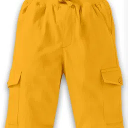 Kiddopanti Solid Cargo Shorts - Mustard Yellow-picture-20