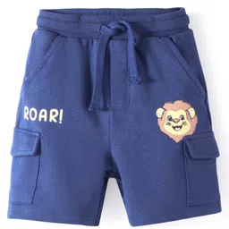 Babyhug Cotton Looper Shorts With Lion Print - Navy Blue-picture-20