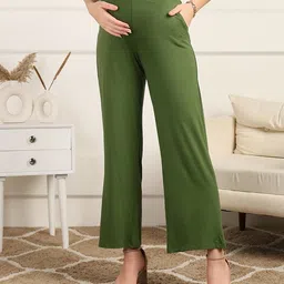 Zelena Viscose Extra Stretchable Solid Maternity Trouser - Green-picture-15