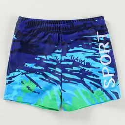 Pine Active Swimming Trunks with Text Print - Light & Navy Blue-picture-12