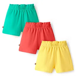 Bonfino 100% Cotton Knit Solid Colour Shorts Pack Of 3 - Red Green & Yellow-picture-24