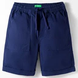 UCB 100% Cotton Woven Knee Length Solid Colour Shorts - Navy Blue-picture-32