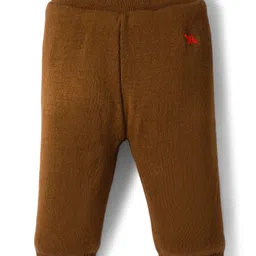 Yellow Apple Knit Full Length Solid Colour Fleece Pant - Brown-picture-19