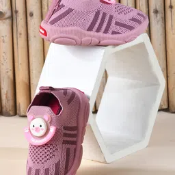 KATS Mesh Detailed & Teddy Bear Face Applique Detailed Shoes - Peach image 1