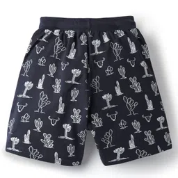 Evimo Single Jersey Knit Knee Length Shorts With Cactus Print - Navy Blue image 2