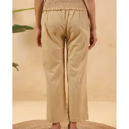 Ikk Kudi by Seerat Cotton Woven Solid High Waist Maternity Pant - Beige image 3