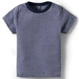 Kidi Wav Half Sleeves Striped Coordinating Tee & Joggers Set - Navy Blue image 2