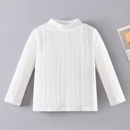Mark & Mia Full Sleeves Textured Winter Frock with Inner Tee & Belt - Brown & White image 3