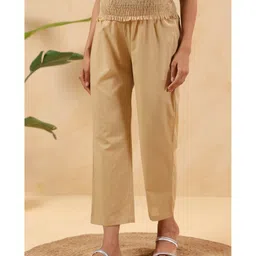 Ikk Kudi by Seerat Cotton Woven Solid High Waist Maternity Pant - Beige image 4