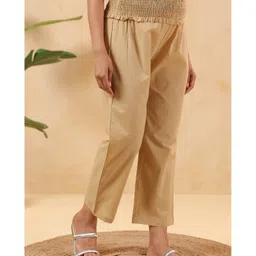 Ikk Kudi by Seerat Cotton Woven Solid High Waist Maternity Pant - Beige image 5