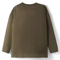 Primo Gino 100% Cotton Knit Full Sleeves Night Suit With Text Print - Olive Green image 4