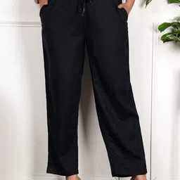 Style Shoes Women Linen Relaxed-Fit High Rise Lightweight Trousers-image-9