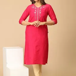 MAKEOVER FASHIONS Ethnic Motifs Embroidered V-Neck Thread Work Thread Work Kurti image 5