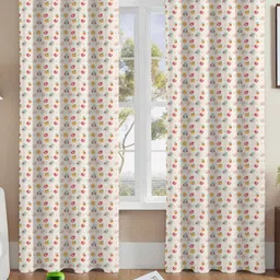 Nefertiti Home Beige & Pink 2 Pieces Abstract Printed Black Out Long Door Curtains-image-5