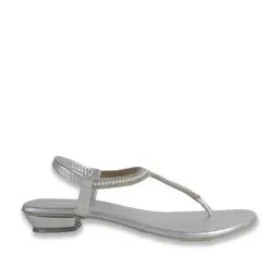 Mochi Women Silver T-Strap Sandals image 2