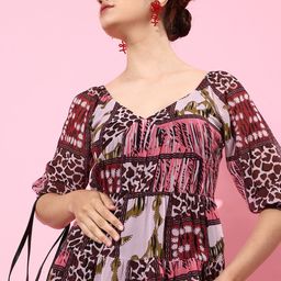 KASSUALLY Women Pretty Pink Animal Printed New Neckline Dress-picture-40