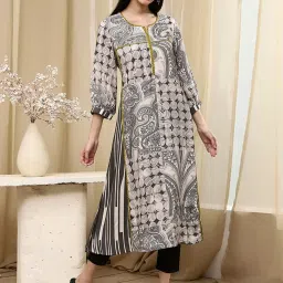 Biba Ivory Straight Fit Printed Kurta image 4