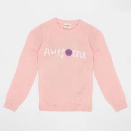 Pantaloons Junior Girls Barely Pink Acrylic Embroidery Sweater-picture-33