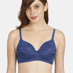 Rosaline by Zivame Blue Lace Padded Bra-image-85