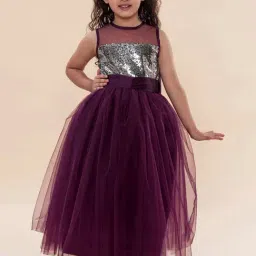 A.T.U.N. Kids Purple & Silver Embellished Gown-picture-33