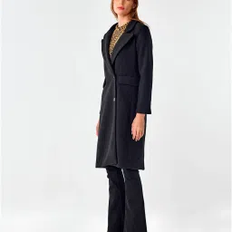 Cover Story Black Regular Fit Long Coat image 3