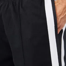 Styli Black Relaxed Fit Striped Cotton Trackpants image 4