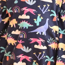 Anthrilo Kids Blue Cotton Printed Full Sleeves T-Shirt & Trouser image 4