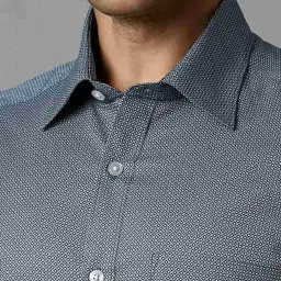 Louis Philippe Blue Cotton Regular Fit Printed Shirt image 4