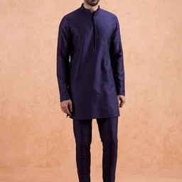 KISAH Men Solid Kurta with Trousers-image-36