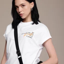 The Roadster Life Co. Typography Printed Extended Sleeves Pure Cotton Boxy T-shirt-image-13