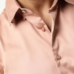 Rare Rabbit Peach Regular Fit Solid Shirt image 4