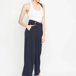 Marie Claire Women Navy Blue Colour Solid Culottes image 4