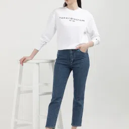 TOMMY HILFIGER White Graphic Print Sweatshirt image 4