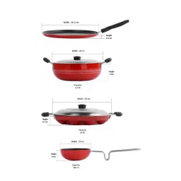Sumeet Elegant Design Red Aluminium Cookware Set image 4