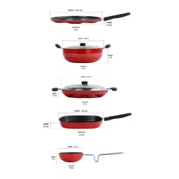 Sumeet Elegant Design Red Aluminium Cookware Set image 4