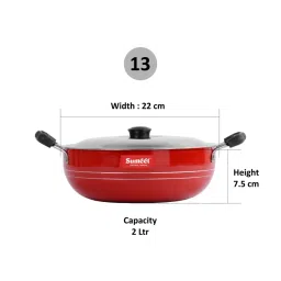 Sumeet Granite Finish NonStick Red Aluminium Round Shape Grill Pan 1.9L image 4