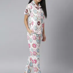 StyleStone Off White Doughnut Print Shirt With Pyjamas image 3