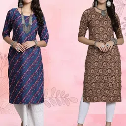 Ethnic basket Women Pack Of 2 Multicoloured Crepe Kurtas-picture-19