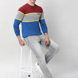 Peter England Casuals Men Colourblocked Sweatshirt image 5
