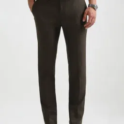 Arrow New York Brown Slim Fit Self Pattern Trousers image 4