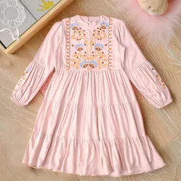 Sangria Embroidered Pure Cotton Round Neck Fit & Flare Dress-picture-46