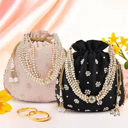 Kuber Industries Set Of 2 Embroidered Potli Bag image 1