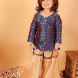 VASTRAMAY Girls Blue & Rose Gold Self Clothing Sets-image-88