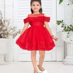 Aarika Kids Red Embellished Frock Dress-image-94