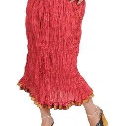 Exotic India Pure Cotton Midi Crinkled Trumpet Skirt-picture-29