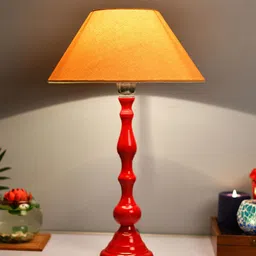 Homesake Red & Off-White Solid Teardrop Handcrafted Table Lamp with Shade-picture-46